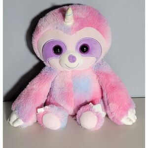 Kelly Toys Pastel Rainbow Tie‎ Dye 10" Unicorn Sloth Plush Stuffed Animal